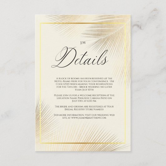 Modern Beach Coastal Frame Wedding   Informatiekaartje (Voorkant)