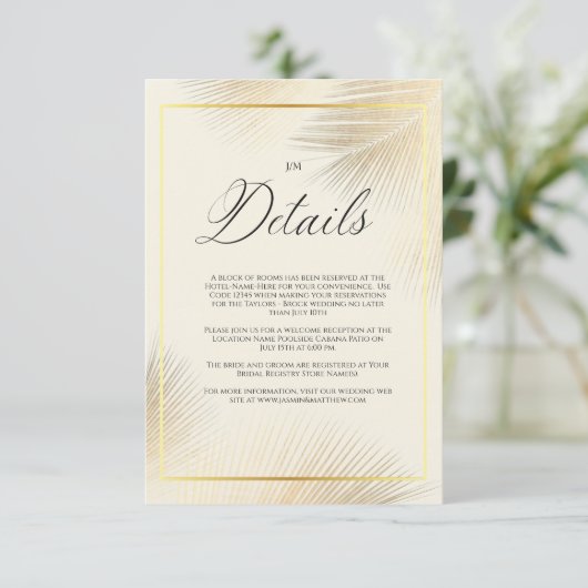 Modern Beach Coastal Frame Wedding   Informatiekaartje (Staand voorkant)