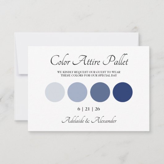 Modern Beach Coastal Watercolor Wedding Blue Kaart (Voorkant)