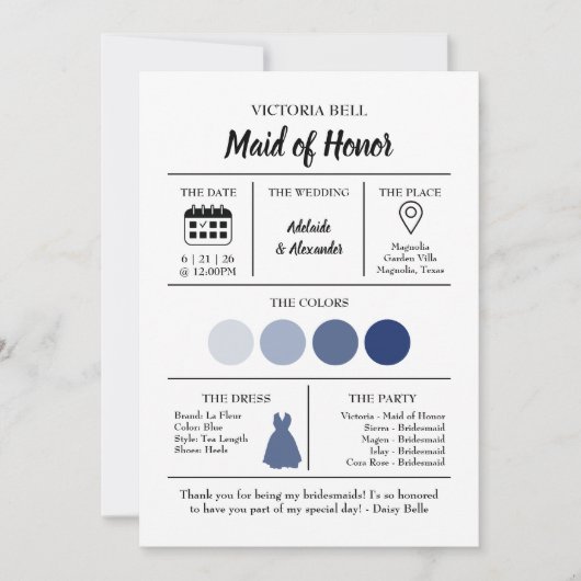 Modern Beach Coastal Watercolor Wedding Blue Kaart (Voorkant)