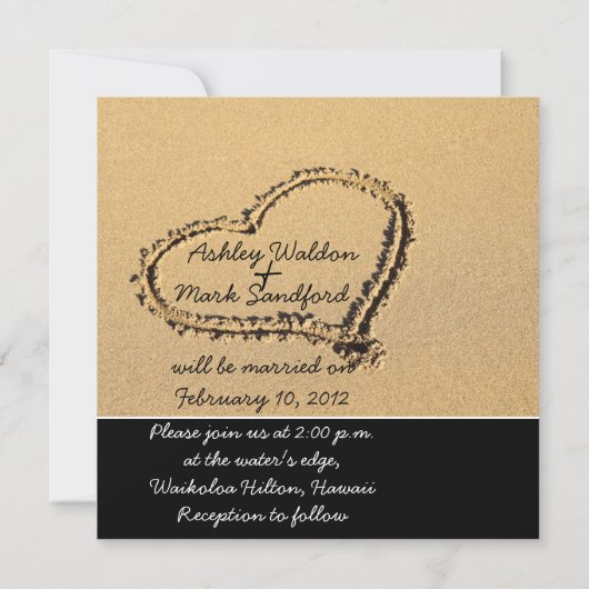 Modern Beach Destination Wedding Invitation Kaart (Achterkant)