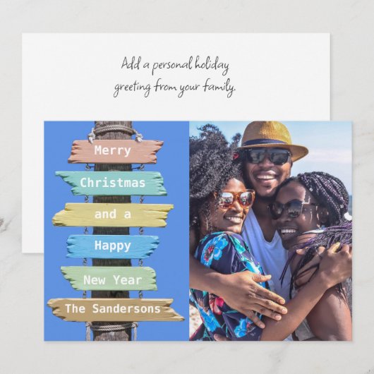 Modern Beach Foto Kerst Kaart (Voorkant / Achterkant)