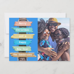 Modern Beach Foto Kerst Kaart