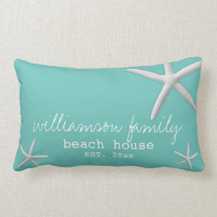 Modern Beach House Coastal Starfish Blauwgroen Blu Kussen
