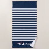 Modern Beach House Familie Monogram Strandlaken (Voorkant)