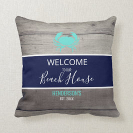 Modern Beach House Nautical Blauwgroen Blue Person Kussen