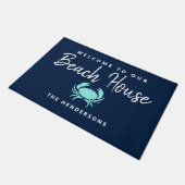Modern Beach House Nautical Blue Blauwgroen Crab N Deurmat (Schuin)