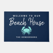 Modern Beach House Nautical Blue Blauwgroen Crab N Deurmat (Voorkant)