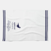 Modern Beach House Wit Marine Blauwe Sandpipers Theedoek (Horizontaal)