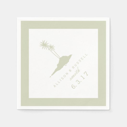 Modern Beach Island Wedding Napkins - Green Servetten (Voorkant)