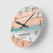 Modern Beach Ocean Blue Oranje Sky Ronde Klok (Hoek)