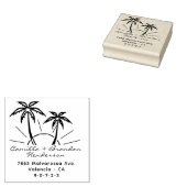 Modern Beach Palm Trees Sun Custom Return Address Rubberstempel (Gestempeld)