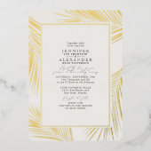 Modern Beach Palm Wedding Ivory Gold Folie Uitnodiging (Voorkant)