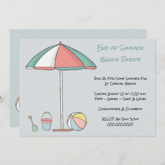 Modern Beach Party Kaart (Voorkant / Achterkant)