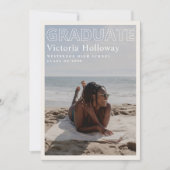 Modern Beach Photo Graduation Announcement Card Kaart (Voorkant)
