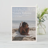 Modern Beach Photo Graduation Announcement Card Kaart (Staand voorkant)