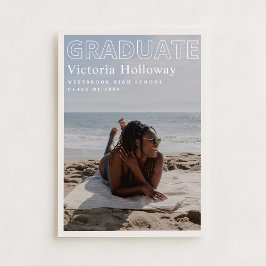 Modern Beach Photo Graduation Announcement Card Kaart