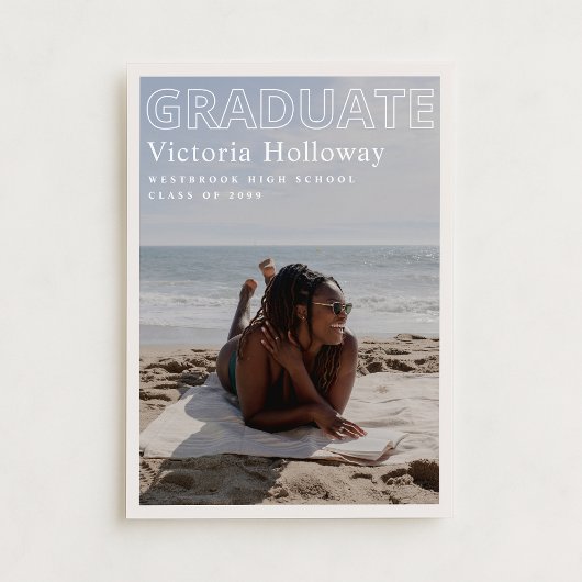 Modern Beach Photo Graduation Announcement Card Kaart