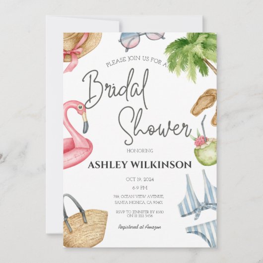 Modern Beach Pool Party Zomer Vrijgezellenfeest Kaart (Voorkant)