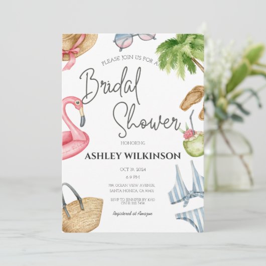 Modern Beach Pool Party Zomer Vrijgezellenfeest Kaart (Staand voorkant)