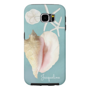 Modern Beach Seashell Conch Shell Starfish Art Samsung Galaxy S6 Hoesje