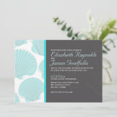 Modern Beach Seashells Destination Wedding Invites Kaart (Staand voorkant)