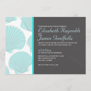 Modern Beach Seashells Destination Wedding Invites Kaart