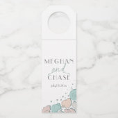 Modern Beach Seashells Koraal en Blauwgroen Flessenhanger (Voorkant)