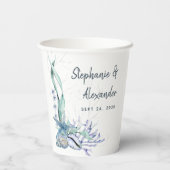Modern Beach Seashells Weddenschap Papieren Bekers (Achterkant)