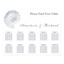 Modern Beach Shell 10 Table Wedding Seating Chart