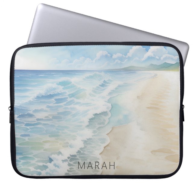 Modern Beach Shoreline Laptop Sleeve (Voorkant)