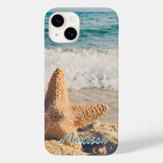 Modern Beach Starfish Shell Sky, aangepast Case-Mate iPhone Case (Achterkant)