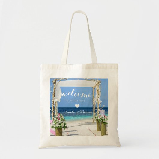 Modern Beach Summer Weddenschap Welkom Favor Tote Bag (Voorkant)