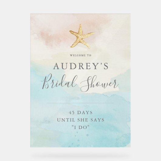 Modern Beach Theme Vrijgezellenfeest Welkom Acryl Bord (Voorkant)