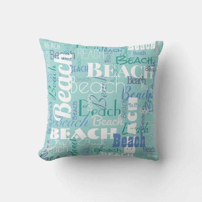 Modern Beach Typography Pattern Tropical Blue Kussen (Voorkant)
