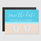 Modern Beach Unique Monogram Weddenschap Save the Magnetische Uitnodiging (Voorkant / Achterkant)