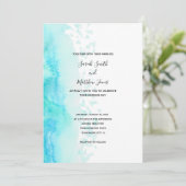 Modern Beach Waterverf Design Wedding Invitation Kaart (Staand voorkant)