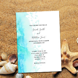 Modern Beach Waterverf Design Wedding Invitation Kaart