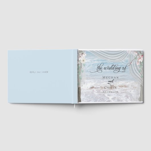 Modern Beach Waves Driftwood Arbor Gastenboek (Volledig)