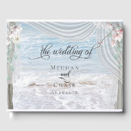 Modern Beach Waves Driftwood Arbor Gastenboek