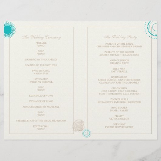 Modern Beach Wedding Celebration Bi Fold Programme (Achterkant)
