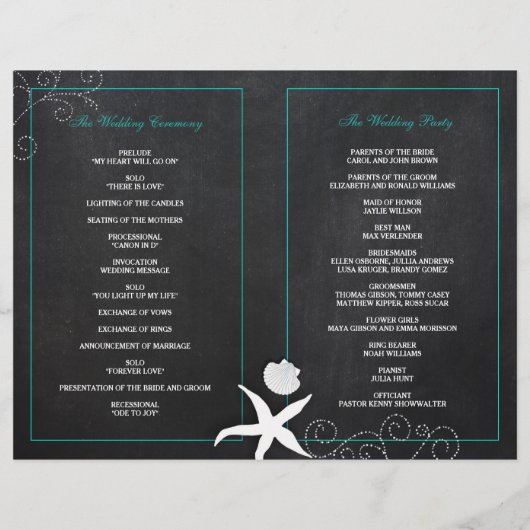 Modern Beach Wedding Celebration Bi Fold Programme (Achterkant)