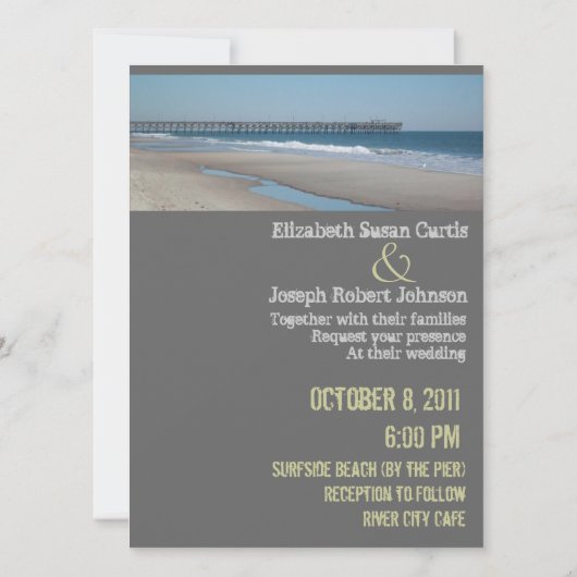 Modern Beach Wedding Invitation Kaart (Achterkant)