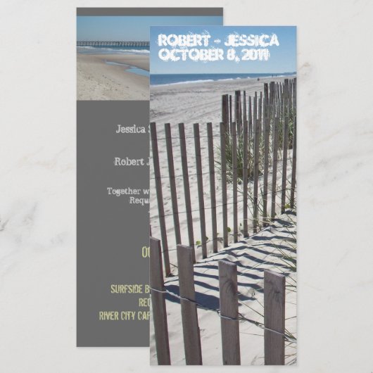 Modern Beach Wedding Invitation Kaart (Voorkant / Achterkant)