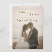 Modern Beach Wedding Invitation with QR Code Kaart (Voorkant)