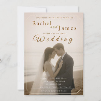 Modern Beach Wedding Invitation with QR Code Kaart