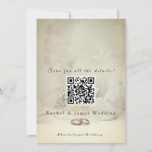 Modern Beach Wedding Invitation with QR Code Kaart (Achterkant)