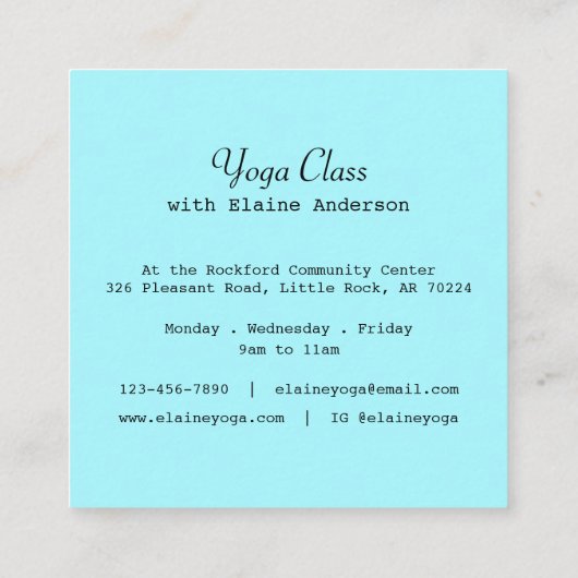 Modern Beach Yoga Instructor Vrouw Pose Vierkante Visitekaartje (Achterkant)