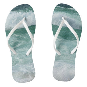 Modern Beach Zee Waves Aan Zee Sjabloon Volwassen Teenslippers