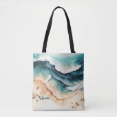 Modern Beach Zee Waves Zeezand Tote Bag (Voorkant)